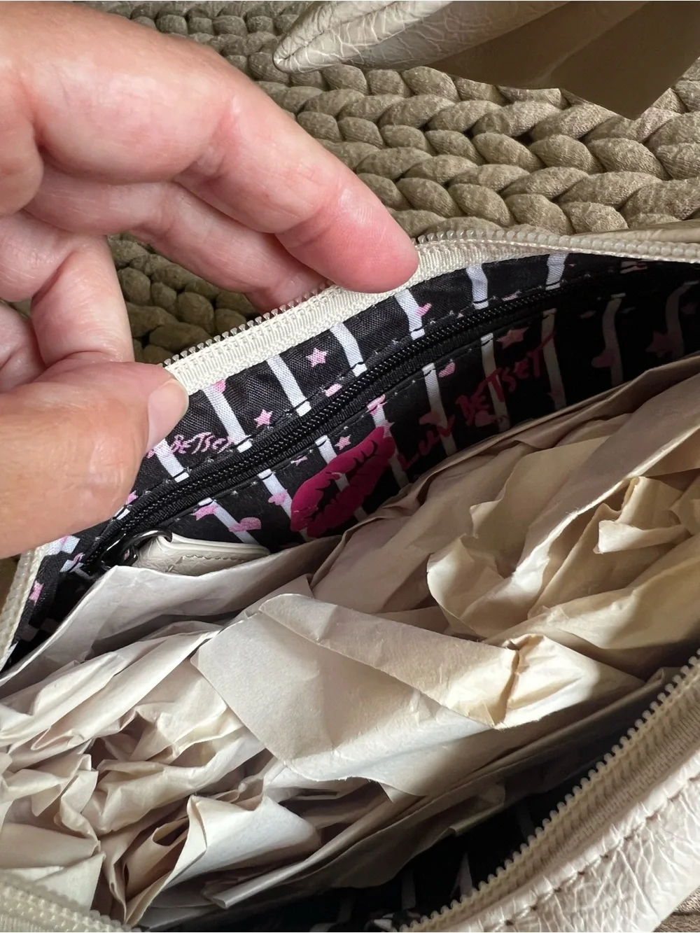 Luv Betsey Cream Bow Hobo Shoulder Bag